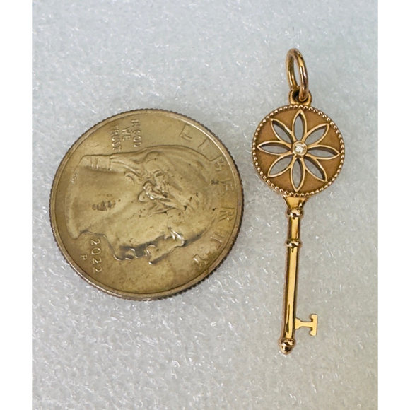 Tiffany & Co. 18k Rose Gold Daisy Key with a Diamond, Pendant 1.5" - Picture 8 of 8